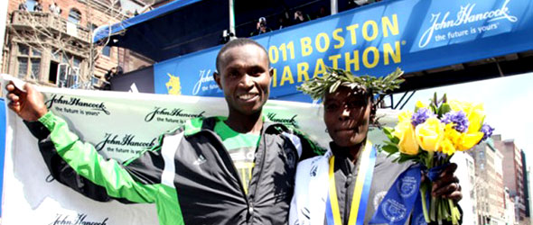 Geoffrey Mutai and Caroline Kilel